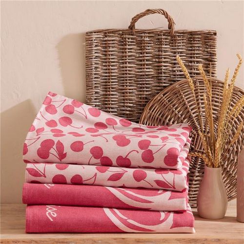 Lot de 4 torchons CERISIER en coton cerise - Becquet - Modalova