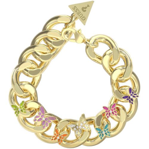 Bracelet Chrysalis Acier Maxi Chaîne Et Papillons Multicolores - Guess Bijoux - Modalova