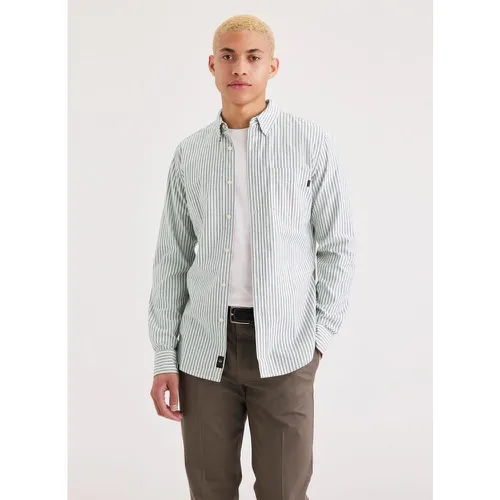 Chemise oxford en coton blanc et rayures vertes - Dockers - Modalova