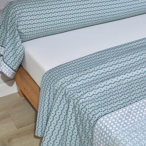 Drap plat percale DANDY Sauge - Blanc des Vosges - Modalova