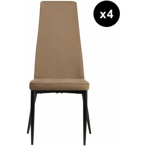 Lot de 4 chaises en cuir et pied en metal noir PRESTIGE - 3S. x Home - Modalova