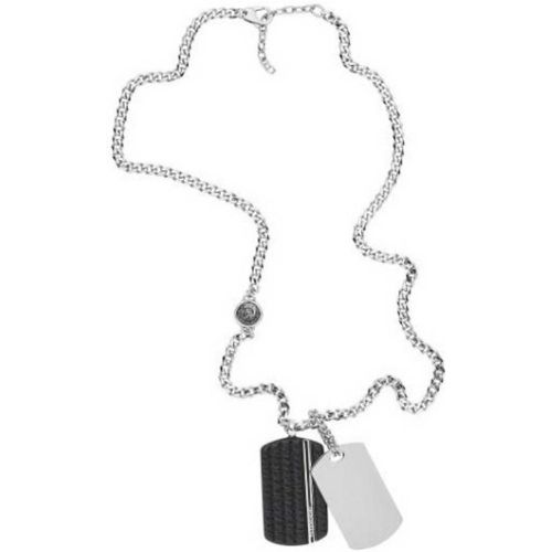 Collier et pendentif DX1040040 - LEATHER JACKET Acier Chromé 60 + 5 cm - Diesel Bijoux - Modalova