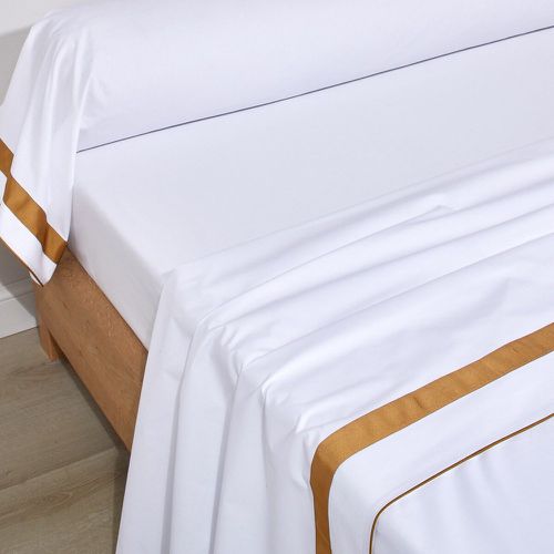 Drap plat percale de coton mercerisée EGERIE Ambre - Blanc des Vosges - Modalova