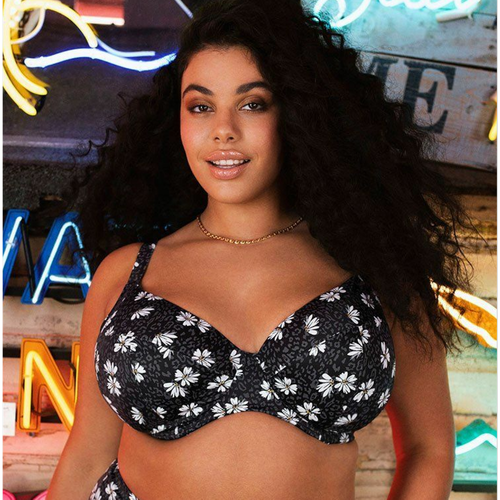 Haut de bikini plongeant - Noir imprimé - Elomi bain - Modalova