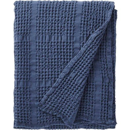 Plaid nid d'abeille jacquard en coton, Yogi nuit, 130x170 - Essix - Modalova