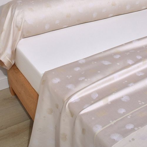 Drap plat satin jacquard KYOTO Chanvre - Blanc des Vosges - Modalova