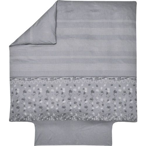 Parure Housse de couette + 2 taies 65 x 65 satin jacquard KYOTO Graphite - Blanc des Vosges - Modalova