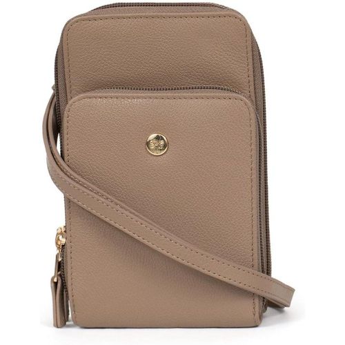 Pochette téléphone avec porte-cartes Stop RFID LUNA Biscuit en cuir Nora - Hexagona - Modalova