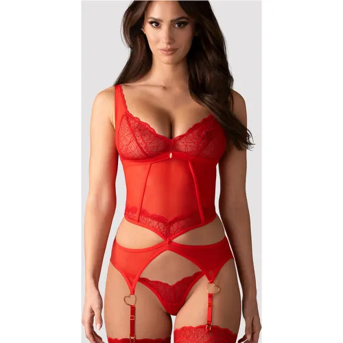 Cupide Desir corset et string Rouge - Obsessive - Modalova