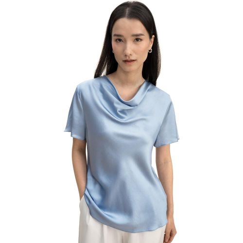 T-shirt en soie à manches courtes et col bénitier - LilySilk - Modalova