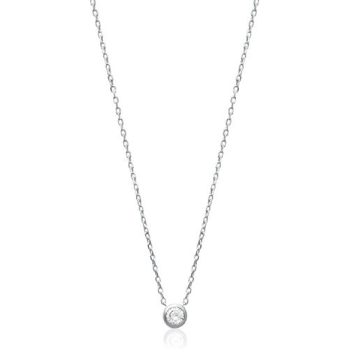 Collier rhodié serti clos serti classique - VWZ4W040 - Maison de la Bijouterie - Modalova