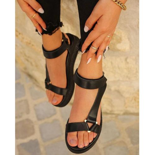 Sandales femme cuir noire - Mes jolis nu pieds - Modalova