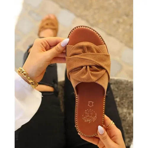 Sandales plates cuir avec noeuds - Mes jolis nu pieds - Modalova