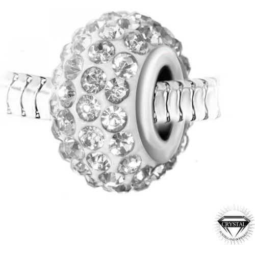 Charm perle pavé de cristaux blancs et acier par SC Crystal - So Charm Bijoux - Modalova