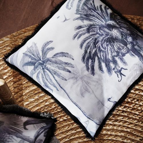 Coussin carré imprimé tropical Palmiers déhoussable avec rembourrage mousse - POTIRON PARIS - Modalova