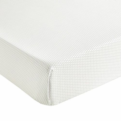 Drap housse percale coordonné PROMENADE Graphite bonnet de 30 cm - Blanc des Vosges - Modalova