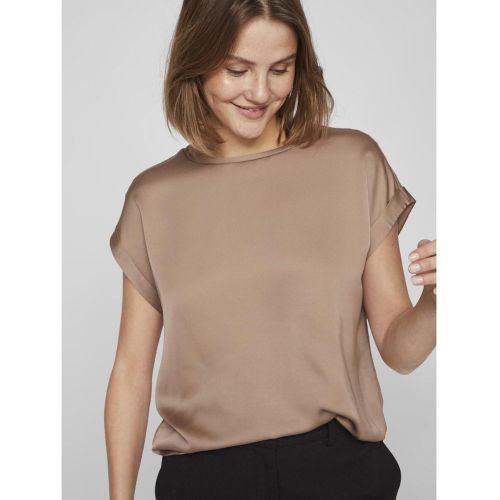 Blouse manches courtes en satin Ellette Aria - Vila - Modalova