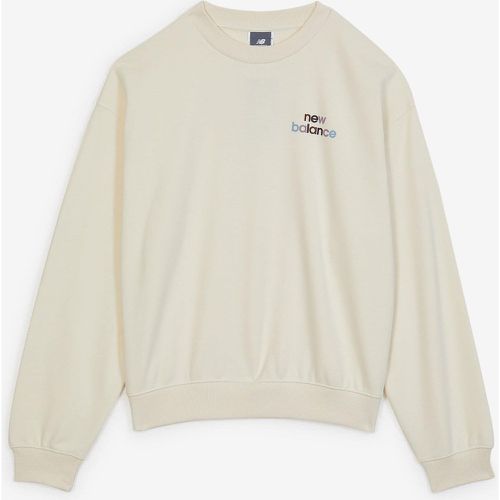 Sweat Crew Oversized Logo Ft Beige - New Balance - Modalova