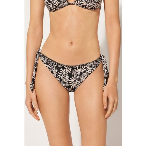 Bas de maillot brésilien à nœuds Botanic Black and White Taille S - Calzedonia - Modalova