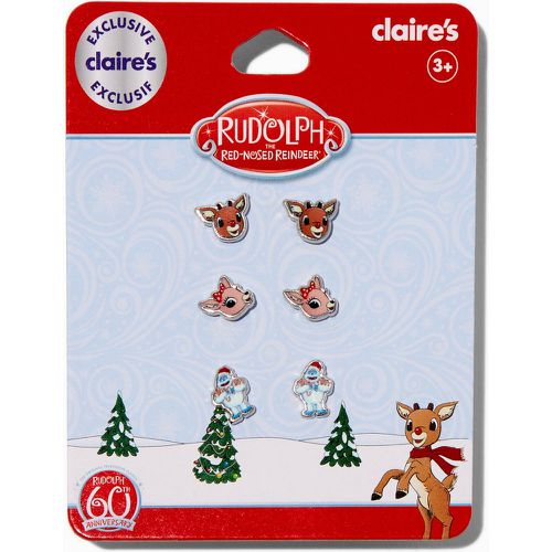 Lot de clous d'oreilles en exclusivité chez 60e anniveraire Rudolph the Red-Nosed Reindeer® - Lot de 3 - Claire's - Modalova