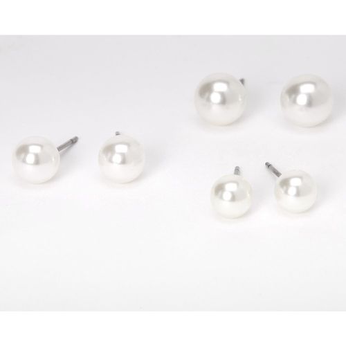 Clous d’oreilles de différentes tailles en perles d’imitation 6 mm, 7 mm, 8 mm - Ivoire, lot de 3 - Claire's - Modalova