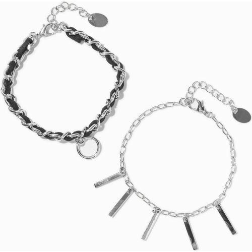 Lot de bracelets recouvert de cordon et breloque barre couleur argentée - Lot de 2 - Claire's - Modalova