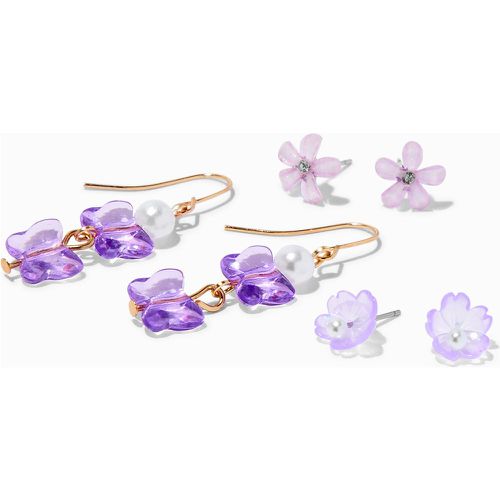 Boucles d'oreilles à fleurs violettes - Lot de 3 - Claire's - Modalova