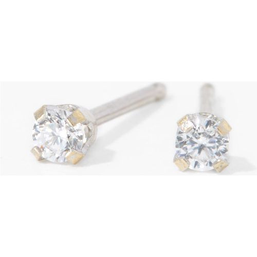 Kit de piercing d'oreilles avec clou d’oreille en strass 2 mm or 9 carats plaqué rhodium avec lotion de soin - Claire's - Modalova