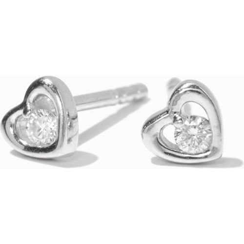 Clous d’oreilles cœur ajouré diamants de laboratoire poids total 1/20 carats couleur C LUXE by Claire’s - Claire's - Modalova