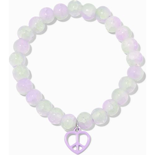 Bracelet élastique perlé signe de la paix cœur violet - Claire's - Modalova