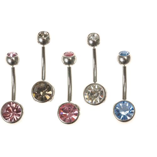 Lot de 5 anneaux de piercing nombril couleur argentés pierre d'imitation précieuses pastel - Claire's - Modalova