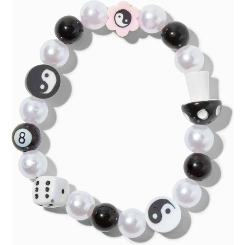 Bracelet élastique perlé avec perles d’imitation rave et blanc - Claire's - Modalova