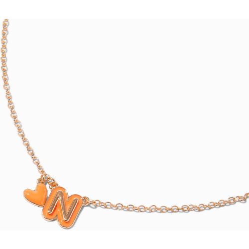 Collier à pendentif cœur à initiale bulle orange - N - Claire's - Modalova