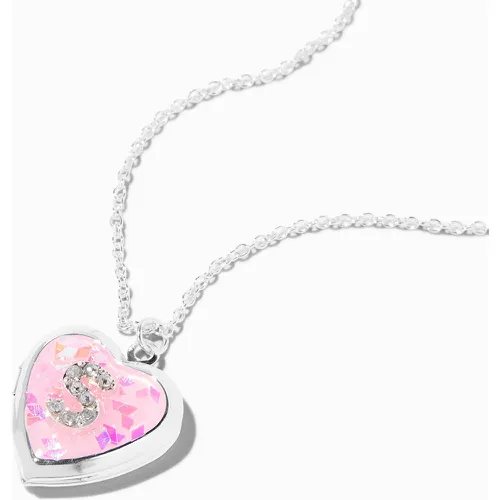 Collier à médaillon cœur pailleté à initiale décorée (S) - Claire's - Modalova