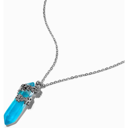 Collier à pendentif strass mystique phosphorescent bleu design floral - Claire's - Modalova