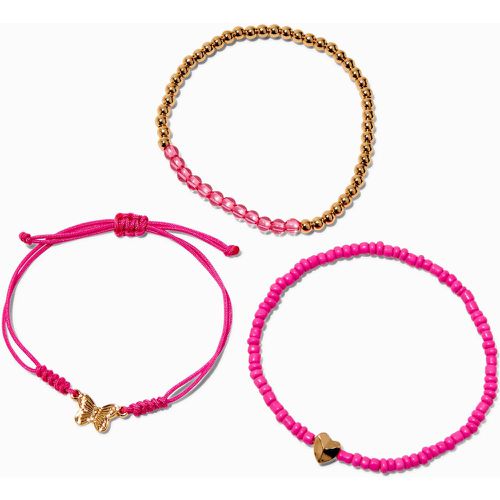 Bracelets perlés fuchsia cœur et papillon - Lot de 3 - Claire's - Modalova