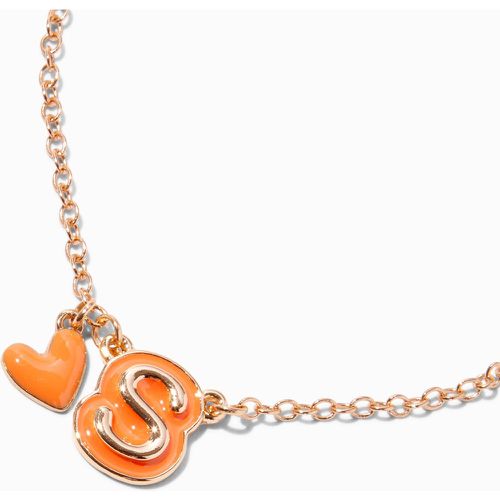 Collier à pendentif cœur à initiale bulle orange - S - Claire's - Modalova