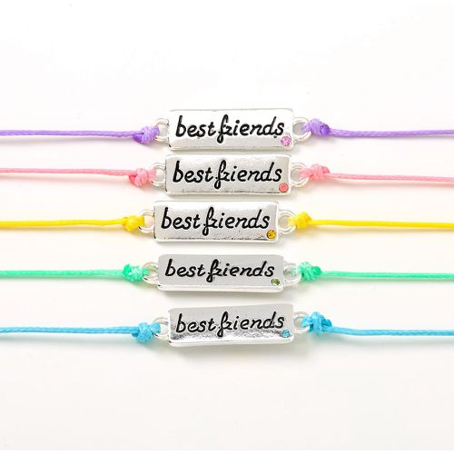 Bracelets d’amitié réglables plaques métalliques aux tons pastel - Lot de 5 - Claire's - Modalova