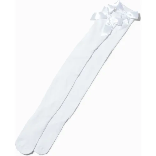 Chaussettes montantes satinées blanches avec nœud - Claire's - Modalova