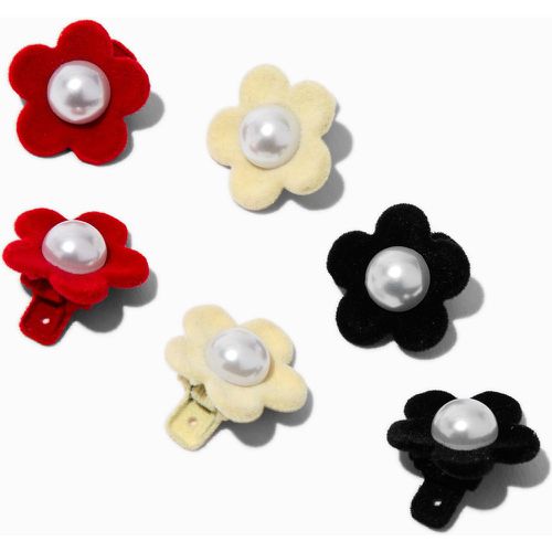 Mini barrettes à fleurs avec perle d'imitation en imitation velours période des fêtes Club - Lot de 6 - Claire's - Modalova