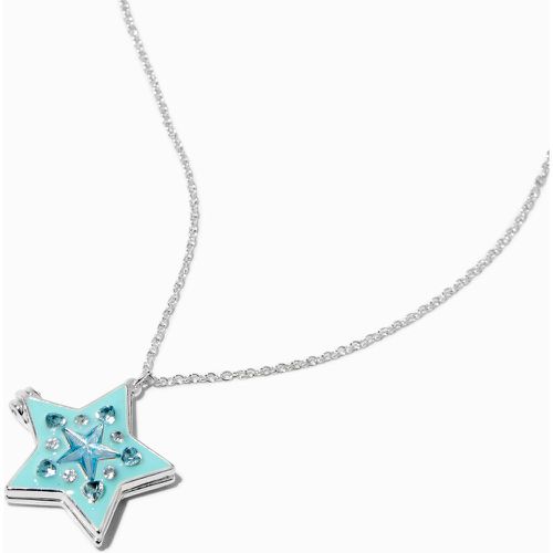 Collier à pendentif médaillon étoile mosaïque bleu phosphorescent - Claire's - Modalova