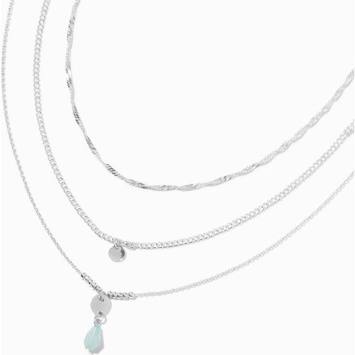 Collier de chaînes couleur argentée multi-rangs perlé menthe - Claire's - Modalova