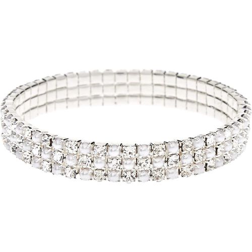 Bracelet élastique perle d'imitation et strass couleur - Claire's - Modalova