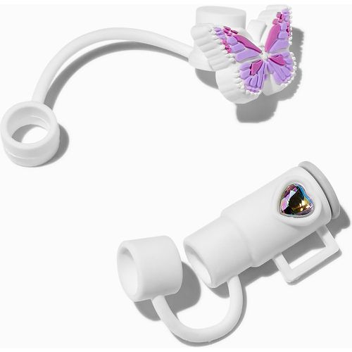 Caches pour pailles, tasse blanche et papillon violet - Lot de 2 - Claire's - Modalova