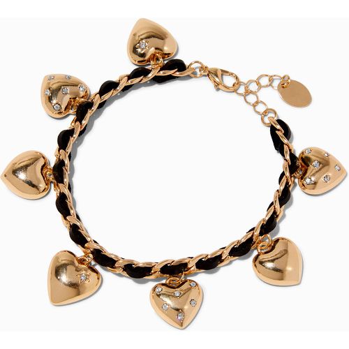 Bracelet à breloques filetées avec breloques cœur couleur dorée - Claire's - Modalova