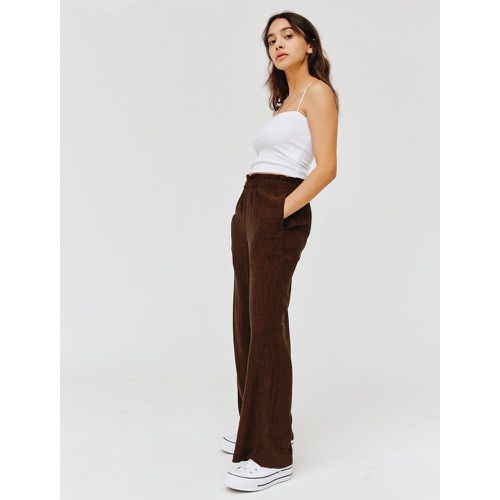 Pantalon large plissé Femme Marron - BZB - Modalova