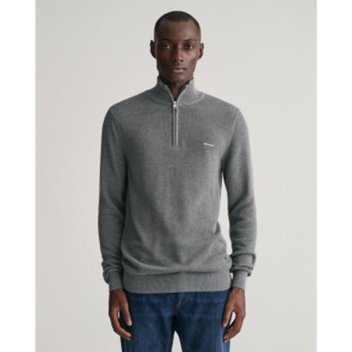 Pull en coton piqué avec demi-fermeture éclair (M), Casuel, Manche longue - Gant - Modalova