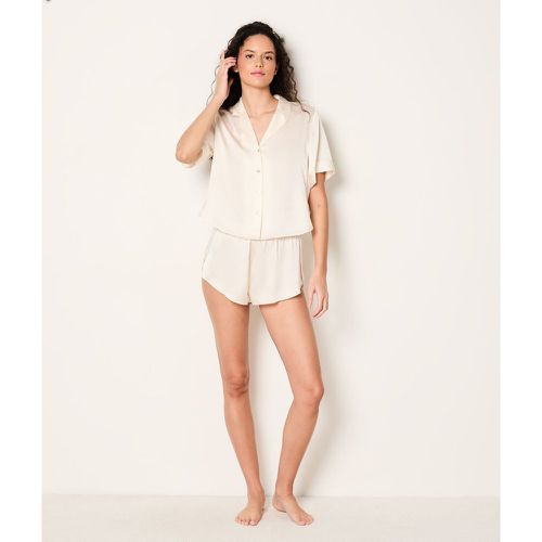 Chemise de pyjama manches courtes en soie - Pearly - XS - Etam - Modalova