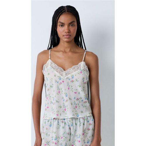 Top de pyjama imprimé à fleurs décolleté dentelle - Prati - XS - Etam - Modalova