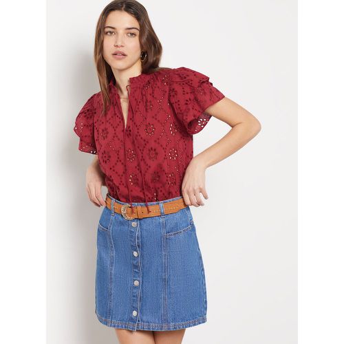 Top manches courtes broderie anglaise en coton - Aimee - XS - Etam - Modalova